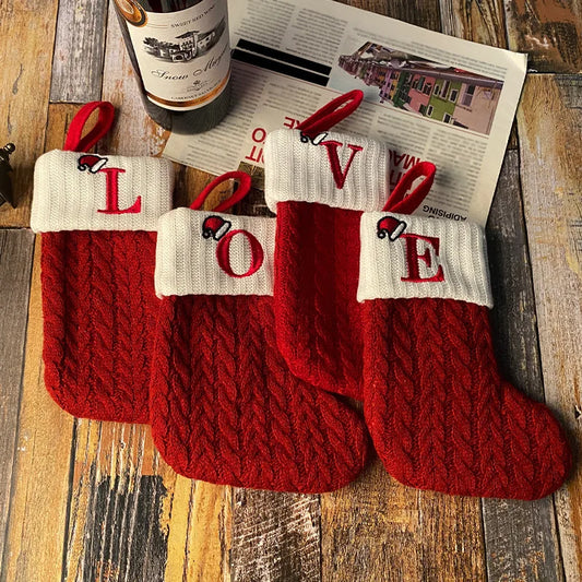 Alphabet Knit Christmas Stocking Ornaments