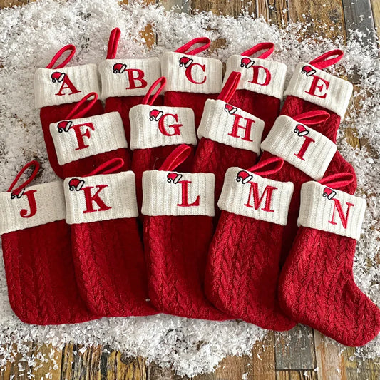Alphabet Knit Christmas Stocking Ornaments