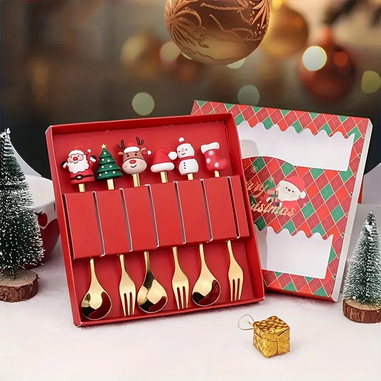 Christmas Stainless Steel Fork & Spoon Set